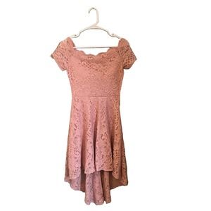 City Studio 5 Small Junior Dress Pink Glitter Lace